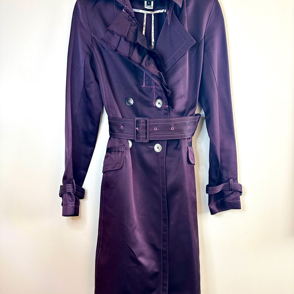 Lia Kes Elegant Purple Double-Breasted Trench Dress